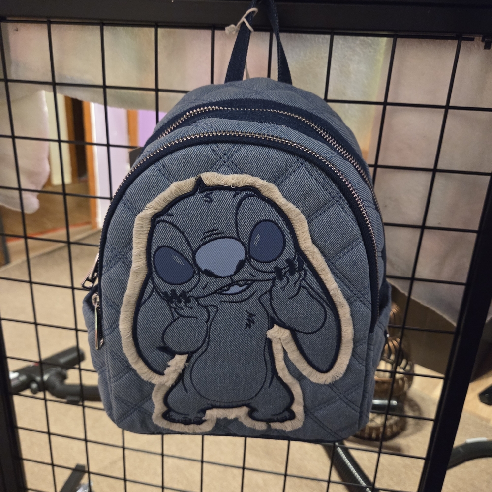 3Disney Metal Tag Loungefly Quilted Stitch Bluejean Mini Backpack